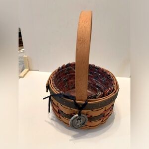 Longaberger  Basket 1997 Inaugural W/Liner & Protector & Eagle Metal  Hanger
